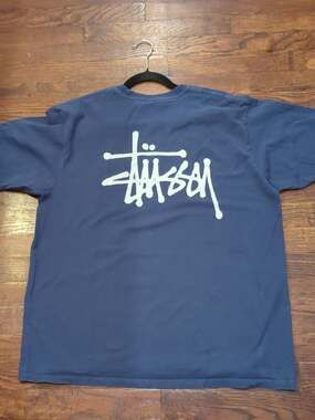 Stussy Classic Stock Logo T-Shirt Blue Size L